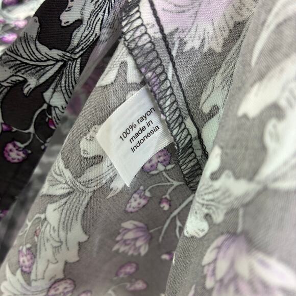 Lane Bryant Long Sleeve Blouse Women’s 26/3X Floral Peony Poppy Filigree Rayon - Picture 6 of 16